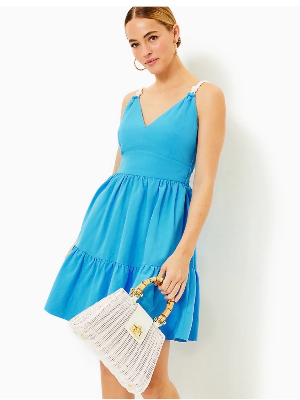 Bright Blue V-Neck Tiered Sundress